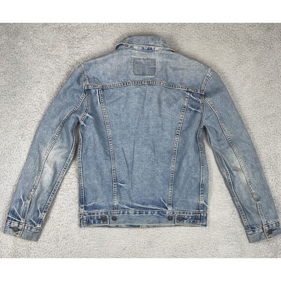 Levis Denim Jean Trucker Jacket Mens Small Blue Fade Wear Pattern - Picture 8 of 8